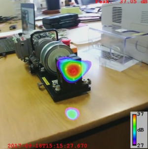 localization of sound sources with mobile microphone array and software BeamformX at a turning machine