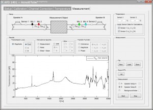 Software interface for test setup of mufflers and silencers AcoustiTube<sup srcset=