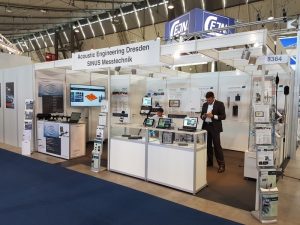 Messestand der Gesellschaft für Akustikforschung Dresden mbH auf der Automotive Testing Expo Europe 2018