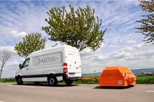 CPX trailer of Gesellschaft für Akustikforschung Dresden mbH for measurement of tire/road noise