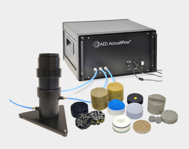 Airflow resistivity meter AcoustiFlow&reg; for measurement of airflow resistance of open-cell materials